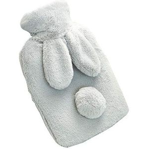 DieffematicRSD Warmwaterkruik Warm waterzak hand warmer huishoudelijke warming-warmwaterflessen met konijnen oor dekking (Color : Light Grey)