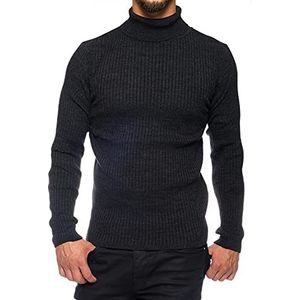 Karl´s People Heren coltrui heren Rolli S-5 XL • Coltrui voor heren met strepenpatroon • Aangename pullover voor heren met lange mouwen K-107, antraciet, L