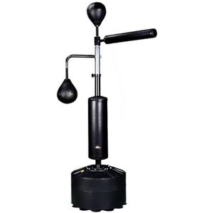 Multifunctioneel boksmateriaal 3-in-1 vrijstaande boks-speedbag, in hoogte verstelbare bokszakstandaard met 2 speedballen, 360° draaistang en vulbare basis (Color : Black)