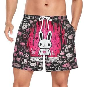 Baby Sugar Ghost Rabbit Bunny Zwembroek voor heren, sneldrogend, met zakken, Leuke mode, XL