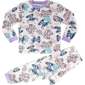 Disney Stitch & Angel Superzachte Fleece Pyjamaset Lange Mouwen, Stitch Angel, 8-9 Jaar: 134cm, Wit
