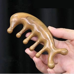 Multifunctionele meridiaan massage kam hoofd stimulator hoofdhuid grote tand sandelhout haaruitval kam 1 stuk (kleur: massage kam N)