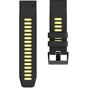 INEOUT 2 6 mm 22mm 20mm QuickFit-band compatibel met Garmin Epix Fenix ​​7 7x 7s Solar 6 6x 6s Pro 5x 5s Plus/instinct 2 / Forerunner 945 Siliconen Band (Color : Black yellow, Size : For Fenix 6X