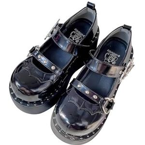 Vrouwelijke Lolita Leuke Mary Janes Pumps Platform Wiggen Hoge Hakken Vrouwen Pompen Zoete Gothic Punk Schoenen Vrouw Platform, Zwart, 39 EU