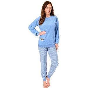 Dames Badstof pyjama pyjama met manchetten en schattige dierapplicatie - 202 201 13 110, lichtblauw, 48