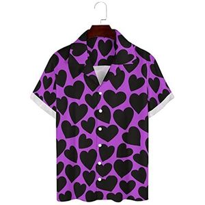 Cow Skin Heart Hawaiiaanse shirts voor heren, korte mouwen, Guayabera-shirt, casual strandshirt, zomershirts, L