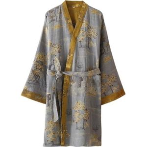 Yukata Kimono, voor heren, lang, katoen, loungewear, badjas, nachtkleding, nachthemd