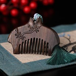 8Cm Mini Gesneden Sandelhout Kam Met Kwasten Massage Kam Haarborstel Haaraccessoires