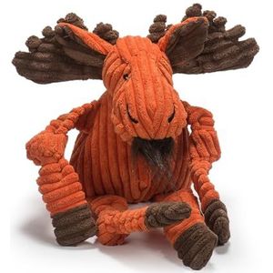 HuggleHounds Pluche Corduroy Duurzaam Knotties Moose Dog Toy, Groot