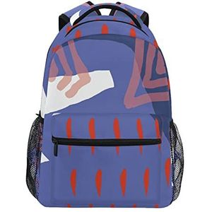 Abstracte blauwe rode stippen patroon schoolrugzak voor meisjes jongens middelbare school stijlvol ontwerp student tassen boekentassen, Patroon, 11.5×8×16In