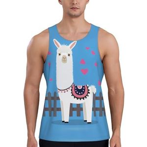 Mode Leuke Alpaca's Heren Vesten Tank Tops Loszittende Zomer Top Ademend Mouwloos Shirt, Sneldrogend Heren Vest Gym Bodybuilding Workout Tank Top, 3 D, XXL