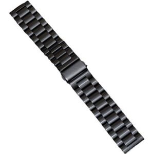 Jeniko Rvs Horlogebanden Vouwsluiting 16mm 18mm 20mm 22mm 24mm Quick Release Business Horloge Band Horloge Accessoires (Color : Black, Size : 16mm)