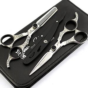 Nieuwe Professionele Salon Haar Knippen+Dunner Schaar Kapper Scharen Kappers Set 6.5 inch Kapper Scheermes Haar Gereedschap Zwart Zilver Gift Set