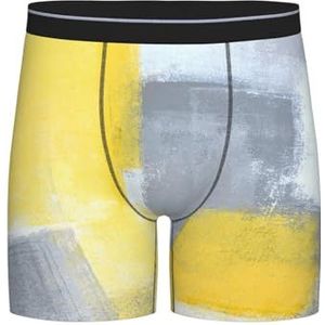 GRatka Boxer slips, heren onderbroek boxershorts, been boxershorts, grappig nieuwigheid ondergoed, grijs en geel abstracte kunst schilderij, zoals afgebeeld, XL