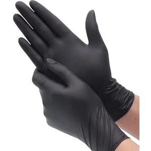 100/50/20 stuks zwarte nitril handschoenen, verdikt, wegwerpbaar, for het schoonmaken, haarverzorging, waterdicht, afwas, tatoeages(Black 50pcs,M)