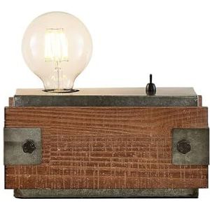 Lindby tafellamp 'Nilaska' (vintage) in Zwart uit overige metaal o.a. voor woon-/ eetkamer - houten tafellamp, hout, bureaulamp, tafellampje