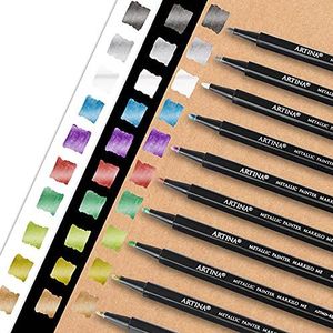 Artina Markilo ME Glanslakmarker - Kalligrafie Pennen met Glans - 0.7 mm punt - Scrapbook Stiften Set van 10 Pennen voor kreatieve DIY Projecten