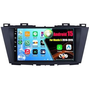 Android 15 2 Din Autoradio 9in Auto Stereo voor Mazda 5 2010-2015 met Draadloze Carplay Android Auto Bluetooth GPS Navigatie(8Core(6+128GB))