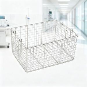 304 stainless steel disinfection basket cleaning basket, hospital surgical disinfection instrument basket, for Surgical Medical Dental Instruments(40x40x20CM)