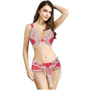 Belly Dance Jurken 2 Stukken Ingesteld Voor Vrouwen Adult Rave Festival Belly Dance Prestatie Kleding Halloween Belly Dancer Beha Top En Riem Kostuums,A,L