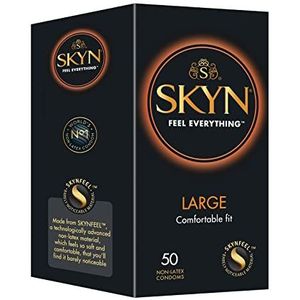 SKYN Large (50 Pak) | Skynfeel Latexvrije Condooms Voor Mannen, Extra Grote XL-Condooms, Dun en Glad, Rechte Vorm, 56 mm Breed