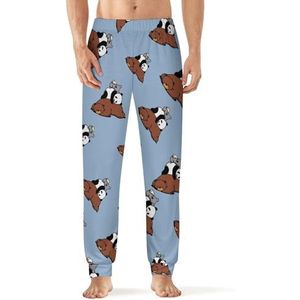 Bear Panda Koala herenpyjamabroek, print, lounge, nachtkleding, broek, slaapbroek, L