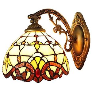 Tiffany -Stijl Wandlicht Van 20,3 Cm Met Barokke Glazen Lampenkap - Vintage Wandlicht Voor Woonkamer, Slaapkamer, Eetkamer, Gang, Trap