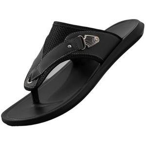 fengqingyunyan0304 Slide, ademende outdoor teenslippers voor heren, grote maten, brede en comfortabele sandalen voor de zomer, voor dames (zwart, 47 EU)
