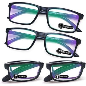 TERAISE 4-pack Blauwlichtblokkerende leesbril Folden Mini Readers Bril voor mannen en vrouwen Lichtgewicht computerlezer Brilmontuur met brillenkoker(2.0X)