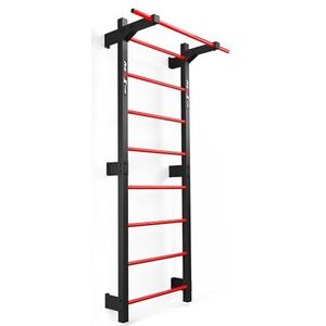 K-Sport: Wandrek met 8 sporten, klimrek, belastbaar tot 250 kg, turnwand met optrekstang, metalen klimwand voor wandmontage, voor volwassenen en kinderen, incl. e-book (mogelijk niet beschikbaar in