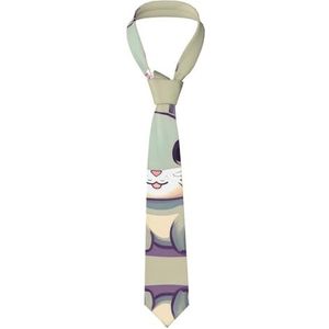 GerRit Leuke kleine konijntje casual stropdas voor heren, bedrukte stropdas, gemakkelijk te onderhouden, geschikt voor dagelijks gebruik, feest, bal en feest, enz., Zwart, Eén maat