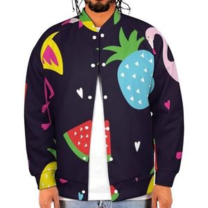 Kleurrijke Flamingo En Watermeloen Grappige Mannen Baseball Jacket Gedrukt Jas Zachte Sweatshirt Voor Lente Herfst