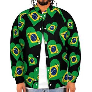 Liefde Brazilië Heartbeat grappige mannen honkbal jas bedrukte jas zacht sweatshirt voor lente herfst