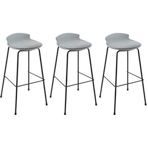 Bistrokruk Barkrukken Barkruk PU Lederen Krukstoelen Set Van 3 Barkrukken Metalen Hoge Krukken, Barstoel Met Lage Rugleuning Tegenkrukken Barstoelen(Gray,Sitting Height 80cm)