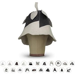 LoWell® Saunahoed, vilten hoed voor dames en heren, incl. sauna-gids, ideale sauna-accessoire voor een unieke wellness-ervaring, motief belletjes (wit) - saunamuts, sauna-pet