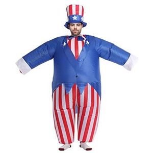Patriottische Onafhankelijkheidsdag 4 juli Opblaasbare Uncle Sam met God Bless America Flag Blow Up Decor for Independence Day-kostuum