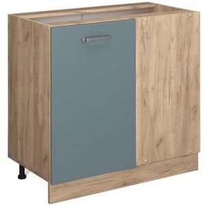 Livinity Hoekkast R-Line, blauw-grijs/Goldkraft eiken, 86 cm, AP antraciet