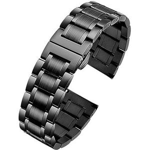 LUGEMA Gebogen Einde Roestvrij Stalen Horlogeband 12 13 14 15 16 17 18 19 23 20 Mm 21 Mm 22 Mm 24 Mm Massief Metalen Vlindergesp Armband (Color : Black, Size : 15mm)