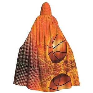 LAMAME Basketbal bedrukt Unisex Hooded Halloween mantel volwassen lange cape gewaad Halloween Kerstmis kostuum