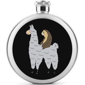 Luiaard Rijden Alpaca Heupfles 5oz Lekvrije Drank Fles Roestvrij Staal Wijnfles voor Bruiloft Party Geschenken