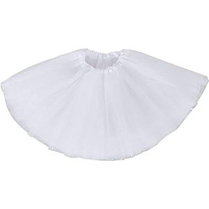 Ancokig Tuturok voor dames, tieners, klassiek, elastisch, 4 lagen tule tutu-rok voor verkleedpartijen, ballet dansen, Wit, One size