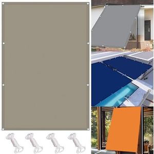 Schaduwdoek Rechthoekig 1.4 x 3.2 m Waterafstotend Balkonscherm Schaduw Uv-Bescherming - Polyester Zonwering Voor Tuin, Balkon, Terras, Zwembad, Khaki