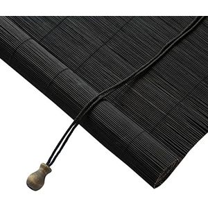 Moderne Bamboo Jaloezieën Zwarte Bamboe Rolgordijnen Eco-Vriendelijk Bamboe Rolgordijn Vouwgordijn,60% Lichtfilterend Ademend Raamgordijn voor Kantoor,Woonkamer,Slaapkamer (W80xH130cm)
