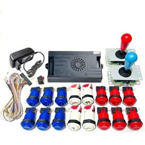 9800 in 1 Pandora Saga DX Speciale Versie Arcade Board DIY KIT Tot 4 Spelers Ondersteuning 3D Games Joystick Knoppen Harnas Kabel (Rood Blauw)