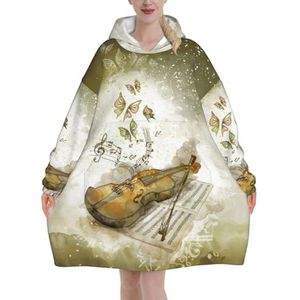 Oversized Vlinder En Cello Hoodies Vrouwen Uk Pluizige Deken Hoodie Sherpa Vrouwen Fleece Draagbare Deken Mannen