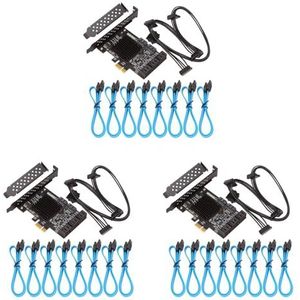 Goufride 3X PCIe-kaart 8-poort, 6Gbps 3.0 PCIe-kaart, PCIe naar controlemechanisme-uitbreidingskaart, Upport 8 3.0-apparaten