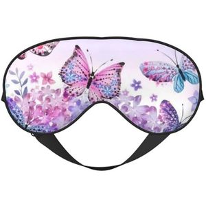 CRJSYCBYB Mooie Paarse Vlinder Kunst(1) Gedrukt Zacht Oogmasker Slapen Oogmasker Reizen Oogmasker