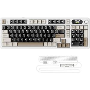 ATTACK SHARK X98PRO Gasket Mechanisch Gaming toetsenbord,BT/2.4G Draadloos/USB-C,LED Kleurenscherm&CNC knop,RGB Backlit,98 Toetsen Hot-Swap Lineaire Schakelaar,4000mAh,Web Cloud Drive,voor PC,MAC-Wit