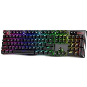 Redragon K556 PRO Verbeterd draadloos RGB-gamingtoetsenbord, BT/2,4 GHz, aluminium tri-modus met vertragingsvrije verbinding, stil, lineaire rode schakelaar, hot-swappable