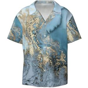 YJxoZH Marmeren Print Heren Jurk Shirts Casual Button Down Korte Mouw Zomer Strand Shirt Vakantie Shirts, Zwart, XL